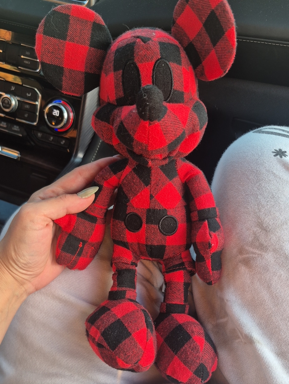 MICKEY MOUSE Red & Black Buffalo Plaid Plush Mouse Toy - Kids Plush Figure